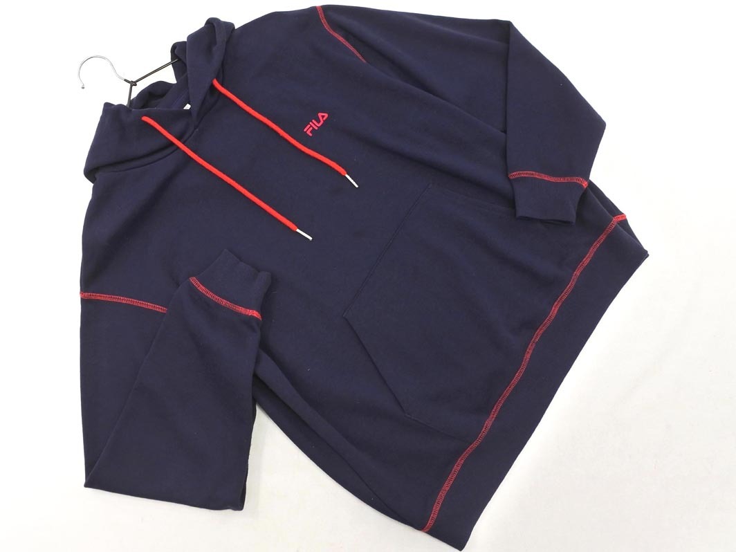 FILA フィラ ロゴ 刺繍 プルオーバー パーカー sizeM/紺 ■◇ ☆ fdb4 メンズ