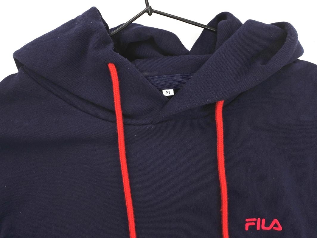 FILA フィラ ロゴ 刺繍 プルオーバー パーカー sizeM/紺 ■◇ ☆ fdb4 メンズ