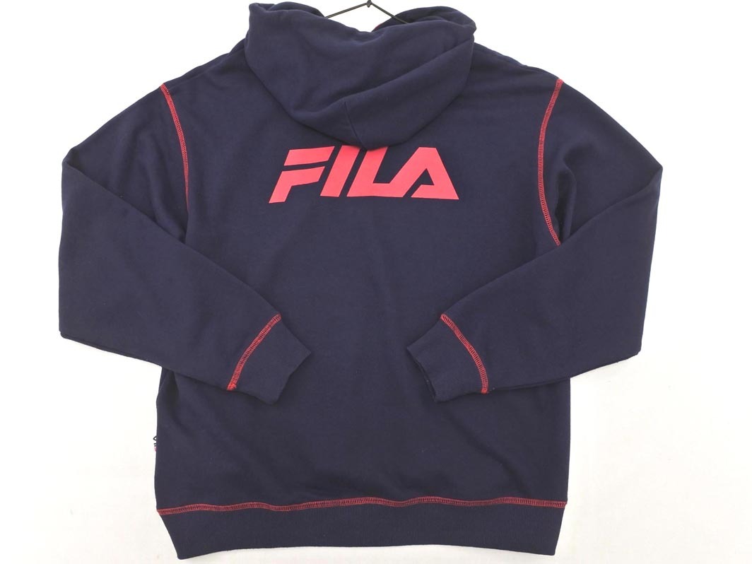 FILA フィラ ロゴ 刺繍 プルオーバー パーカー sizeM/紺 ■◇ ☆ fdb4 メンズ