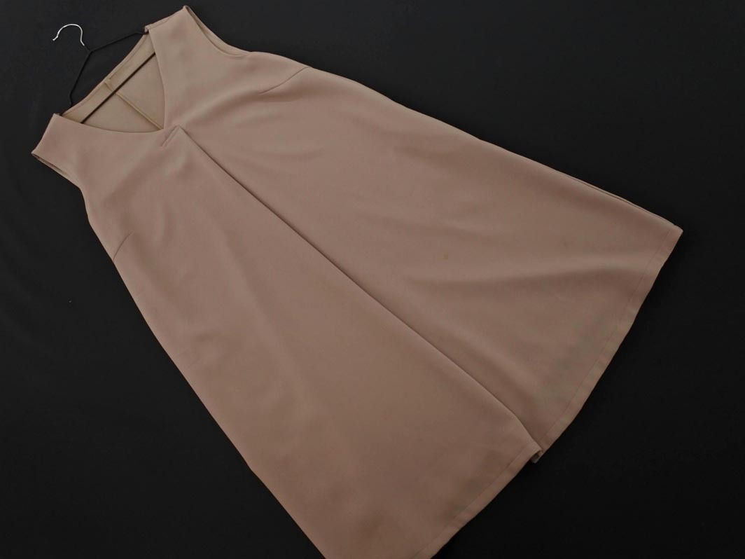 Apuweiser-riche アプワイザーリッシェ Vネック ノースリーブ ワンピース size2/ベージュ ■◆ ☆ fdb4 レディース