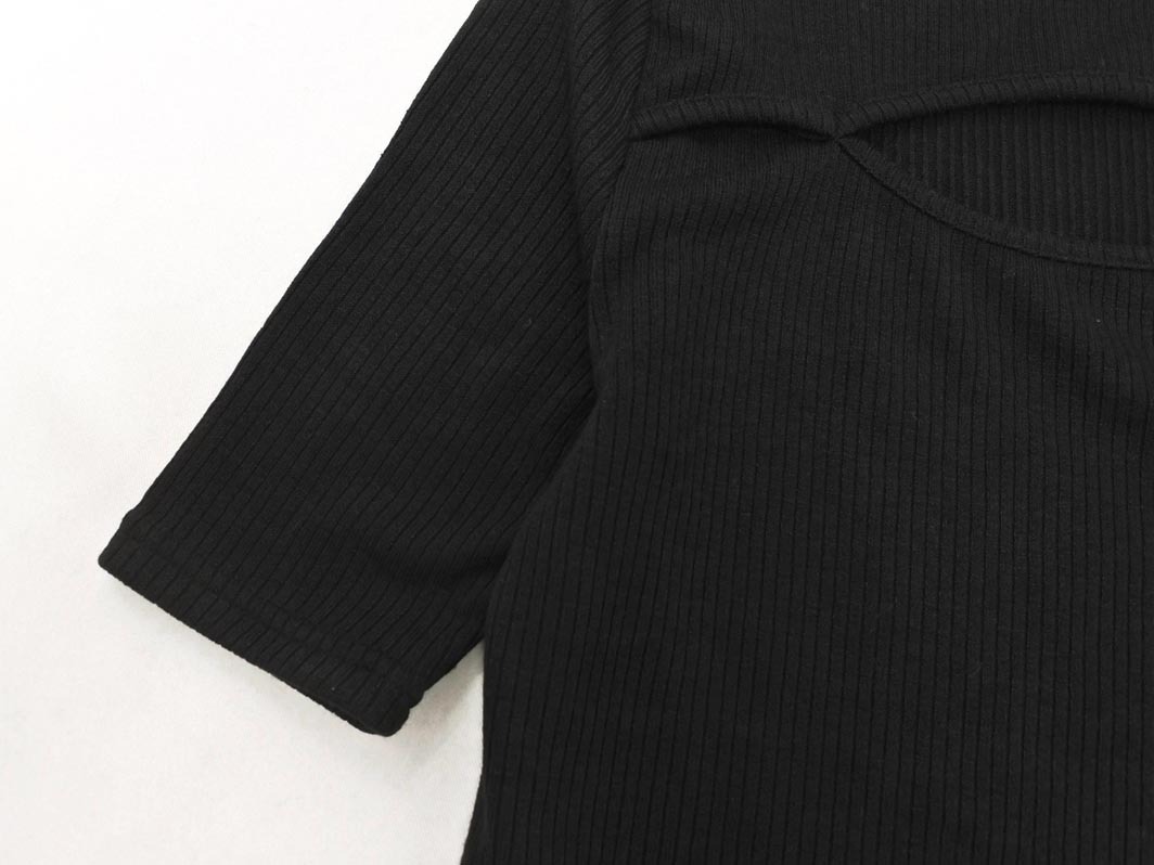 ネコポスOK Heather ヘザー カットアウト カットソー sizeF/黒 ■◆ ☆ fdb4 レディース