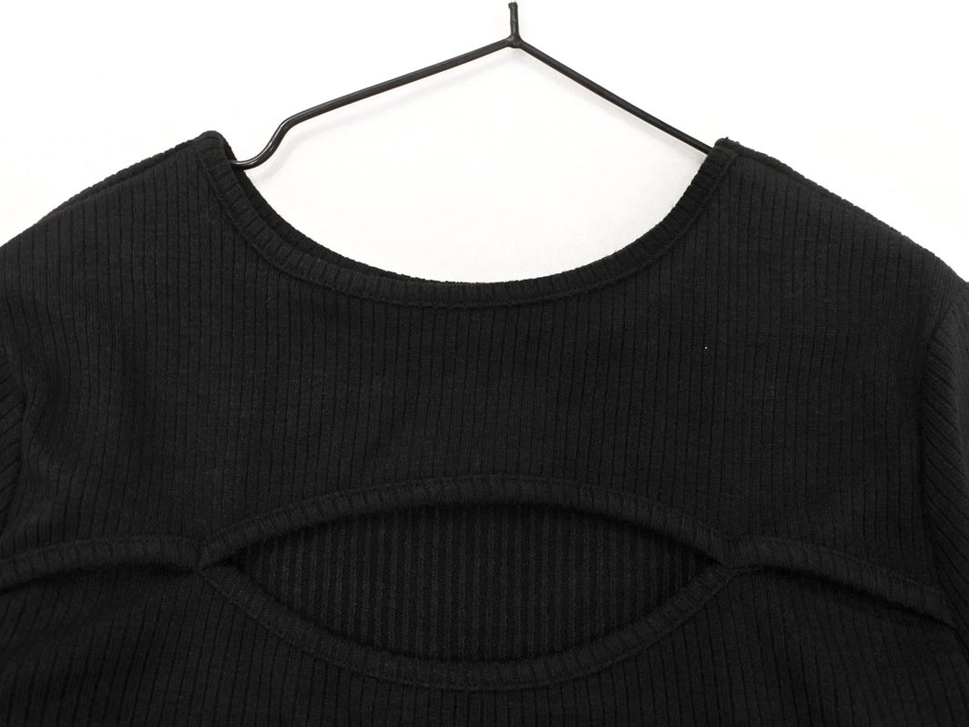 ネコポスOK Heather ヘザー カットアウト カットソー sizeF/黒 ■◆ ☆ fdb4 レディース