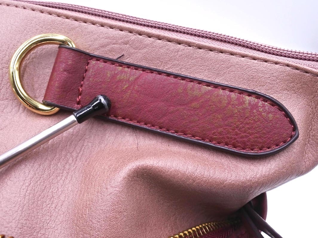 MICHEL KLEIN ミッシェルクラン 2WAY フェイクレザー ショルダー バッグ 赤 ■■ ☆ fdb4 レディース