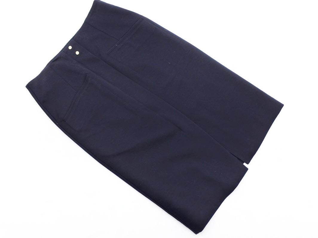 MACPHEE マカフィー トゥモローランド ジップアップ タイト スカート size34/紺 ■■ ☆ fdb5 レディース