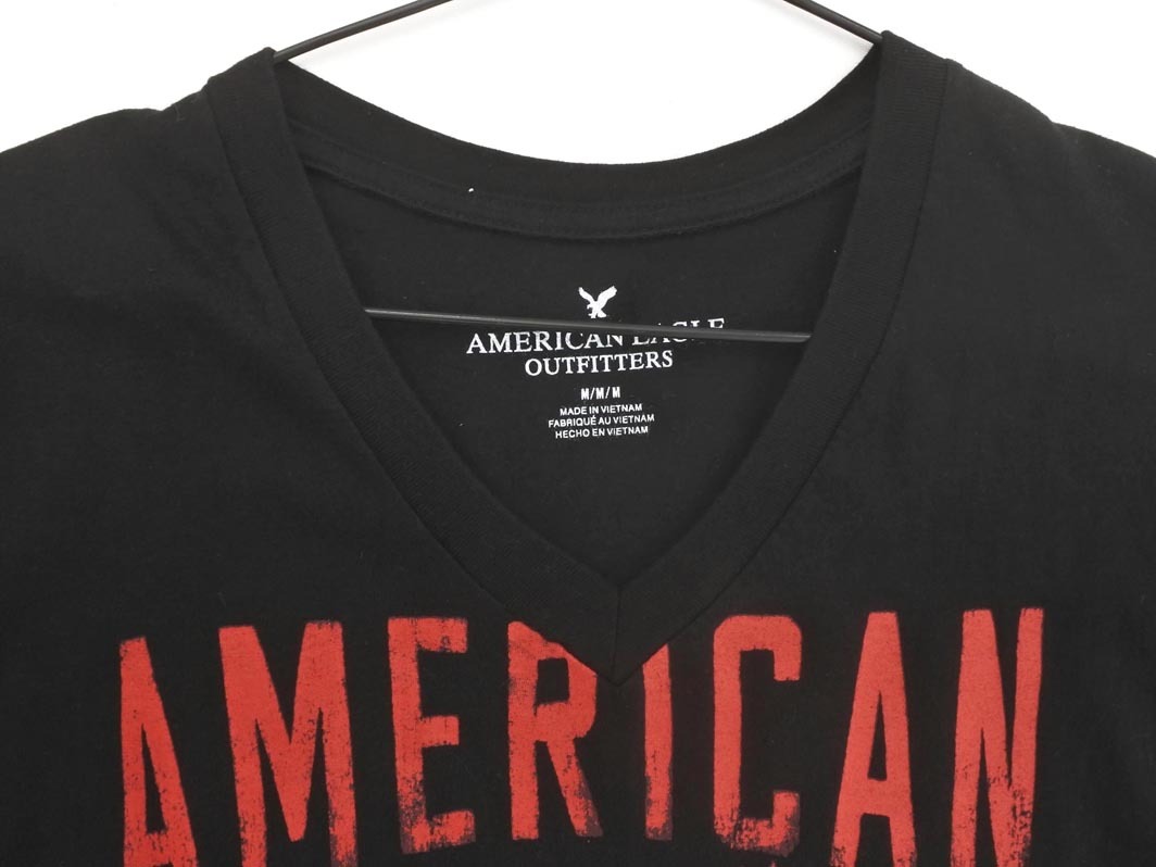 AMERICAN EAGLE アメリカンイーグル ロゴ プリント Tシャツ sizeM/黒 ■◆ ☆ fdb5 メンズ