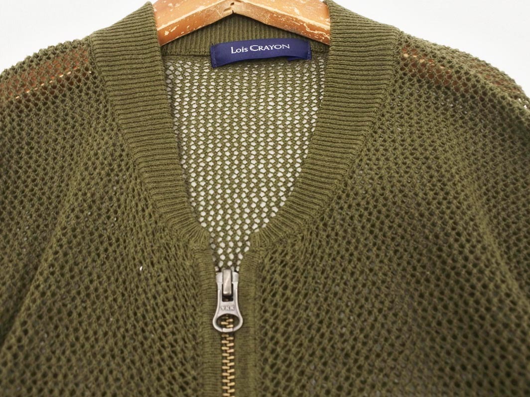 Lois CRAYON ロイスクレヨン メッシュ ニット ジャケット sizeM/カーキ ■◇ ☆ fdb7 レディース