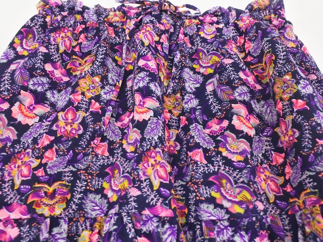 ROPE ロペ シフォン 花柄 マキシ スカート size38/紺ｘ紫 ■◇ ☆ fdb7 レディース