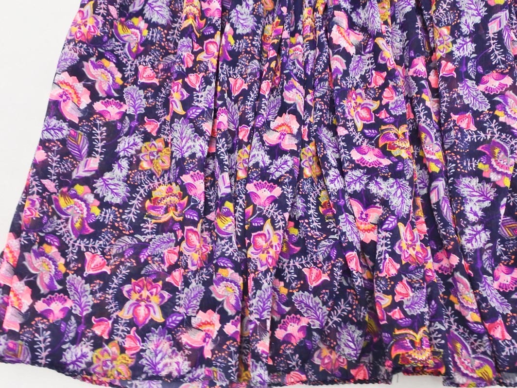 ROPE ロペ シフォン 花柄 マキシ スカート size38/紺ｘ紫 ■◇ ☆ fdb7 レディース