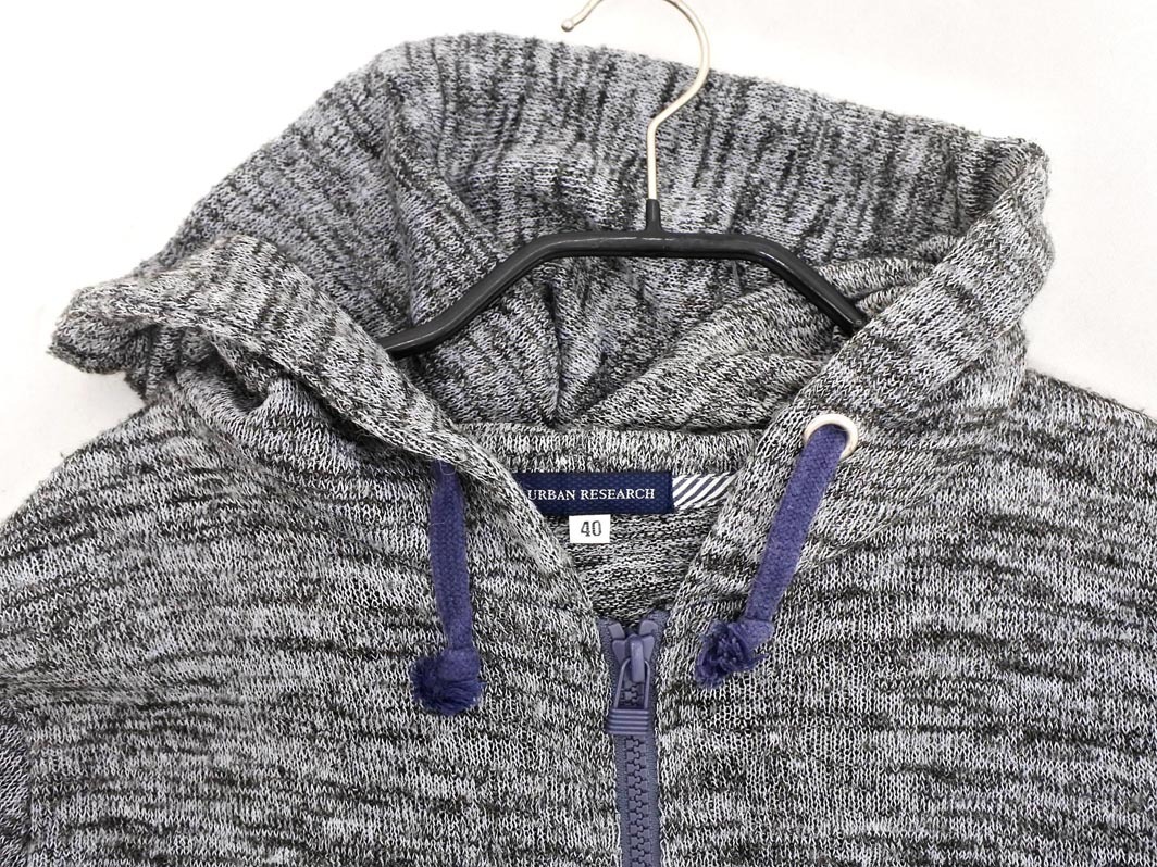URBAN RESEARCH Urban Research вязаный 7 минут рукав Zip выше Parker size40/ серый #* * fdb7 мужской 