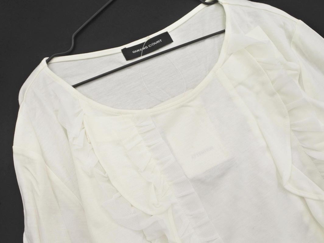 ネコポスOK 新品 QUEENS COURT クイーンズコート フリル カットソー size5/白 ■◇ ☆ fdb8 レディース