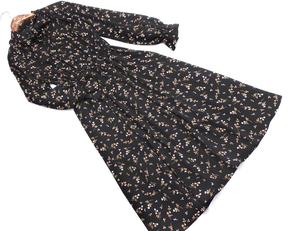 INGNI イング 花柄 ギャザー ワンピース sizeM/黒 ■◇ ☆ fdb8 レディース
