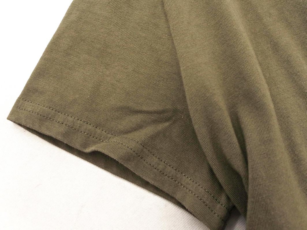 NATURAL BEAUTY BASIC ナチュラルビューティーベーシック ラインストーン Tシャツ sizeM/カーキ ■◆ ☆ fdc1 レディース