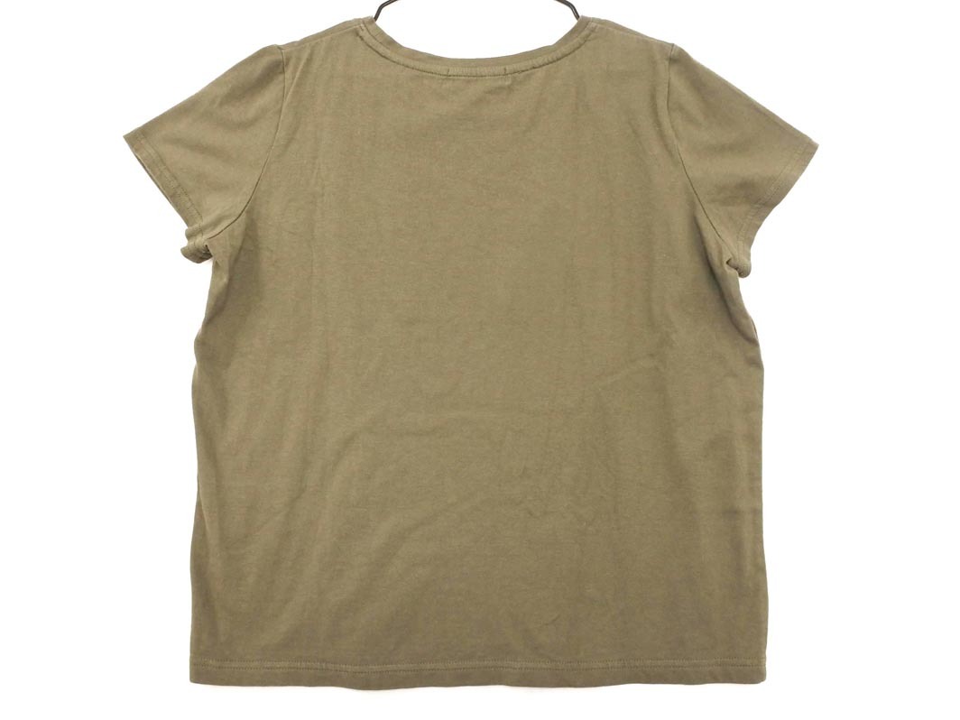 NATURAL BEAUTY BASIC ナチュラルビューティーベーシック ラインストーン Tシャツ sizeM/カーキ ■◆ ☆ fdc1 レディース