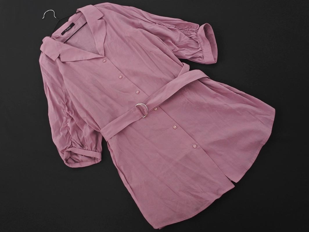 ネコポスOK w closet ダブルクローゼット ベルト 付き シャツ sizeF/ピンク ■◇ ☆ fdc1 レディース