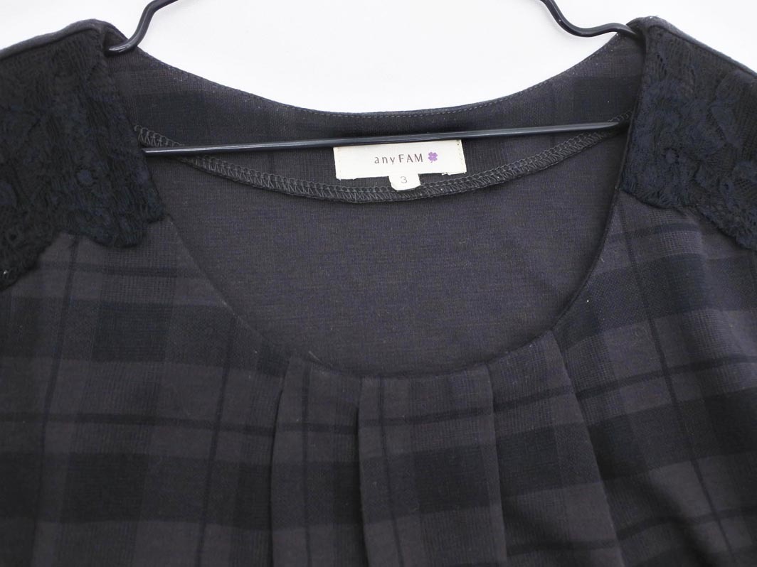 any FAM エニィファム チェック ワンピース size3/グレー ■◆ ☆ fdc2 レディース