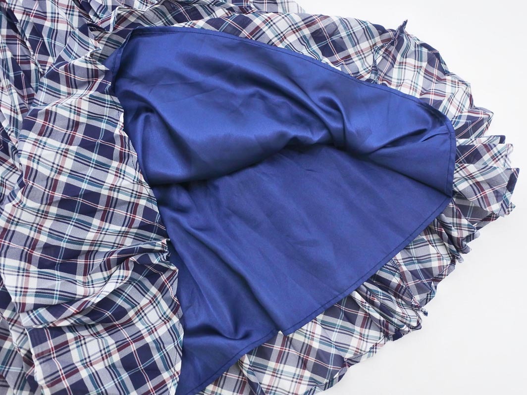 NATURAL BEAUTY BASIC ナチュラルビューティーベーシック チェック プリーツ マキシ スカート sizeS/紺 ■◇ ☆ fdc2 レディース