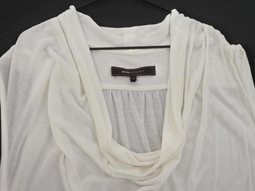 ネコポスOK BCBG MAXAZRIA ビーシービージーマックスアズリア ドレープ ノースリーブ カットソー sizeXS/白 ■◆ ☆ fdc2 レディース