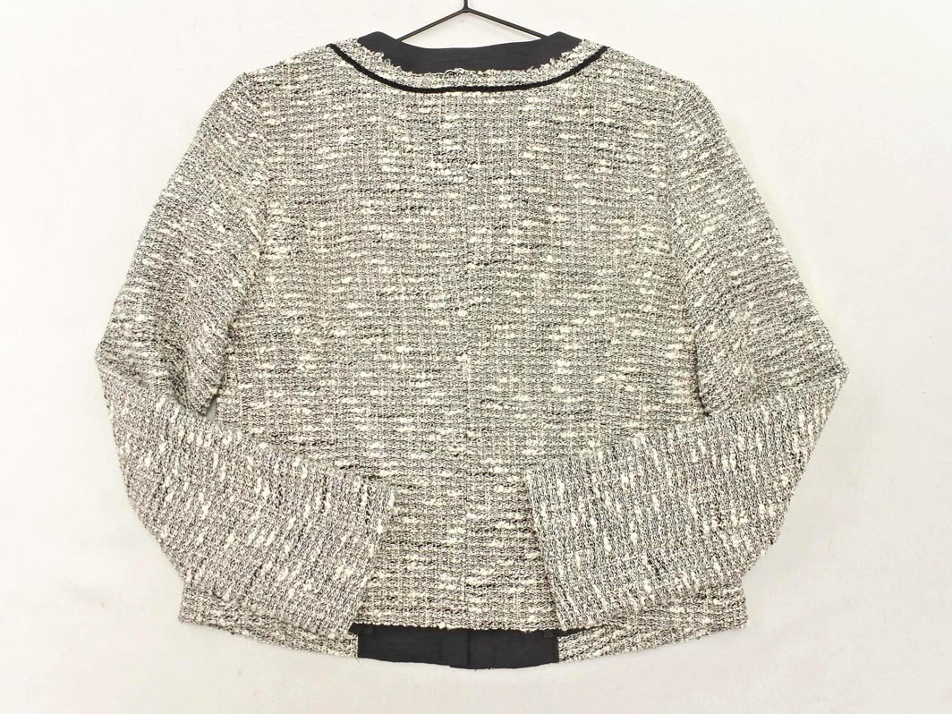 espie エスピエ ツイード ノーカラー ジャケット size36/黒ｘ白 ■◇ ☆ fdc2 レディース
