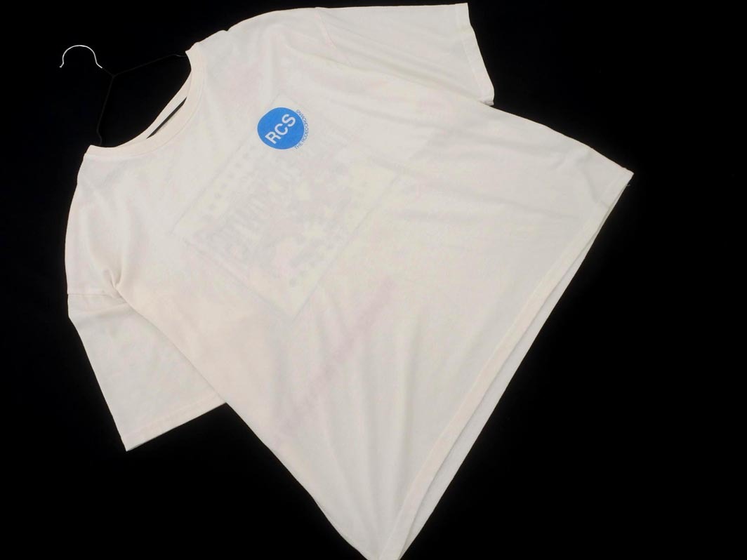 RODEO CROWNS ロデオクラウンズ バック ロゴ 刺繍 半袖 カットソー sizeF/オフホワイト ■◆ ☆ fdc2 レディース