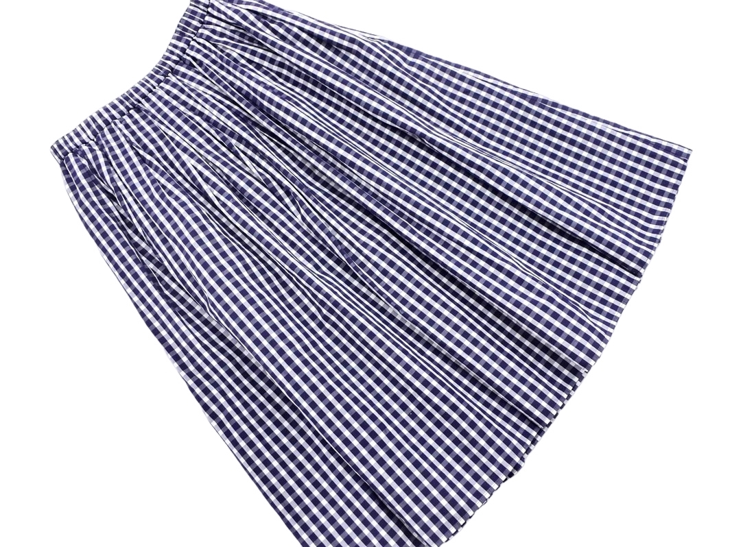 KUMIKYOKU 組曲 ギンガムチェック フレア スカート size1/紺 ■■ ☆ fdc2 レディース