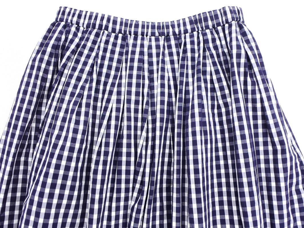 KUMIKYOKU 組曲 ギンガムチェック フレア スカート size1/紺 ■■ ☆ fdc2 レディース