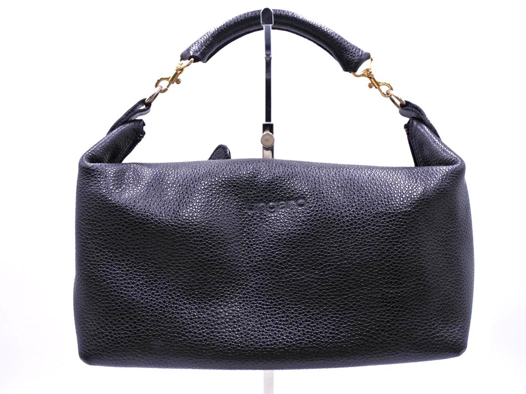 Ungaro ウンガロ レザー 2WAY ハンド バッグ 黒 □□ ☆ fdc2 Ungaro ウンガロ レザー 2WAY ハンド バッグ 黒 □□ ☆ fdc2