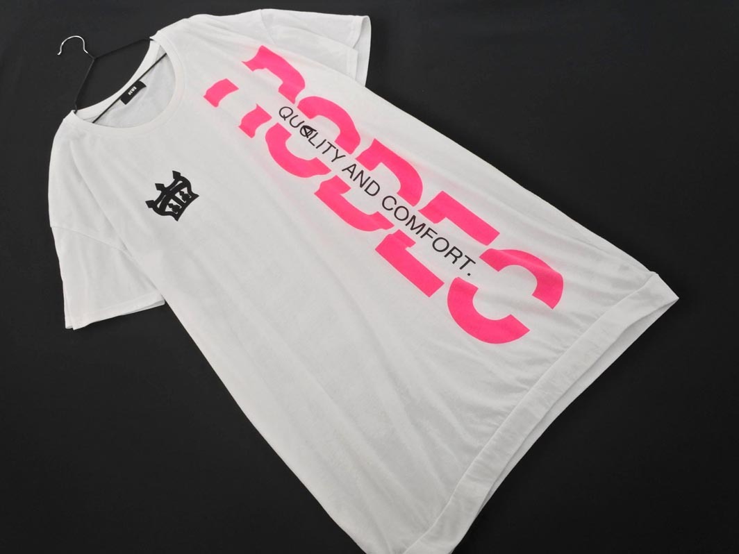 RCWB ロデオクラウンズワイドボール プリント チュニック カットソー sizeF/白xピンクx黒 ■◆ ☆ fdc3 レディース