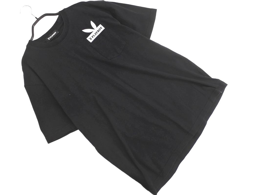 PLAYBOY プレイボーイ ロゴ Tシャツ sizeL/黒 ■◆ ☆ fdc4 メンズ