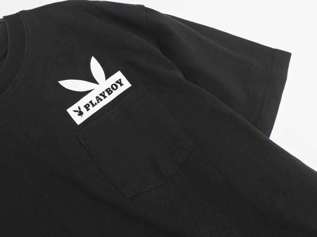 PLAYBOY プレイボーイ ロゴ Tシャツ sizeL/黒 ■◆ ☆ fdc4 メンズ
