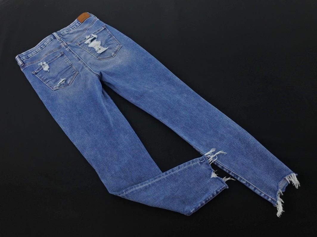 AMERICAN EAGLE アメリカンイーグル ダメージ加工 USED加工 カットオフ デニムパンツ size8/青 ■■ ☆ fdc5 レディース