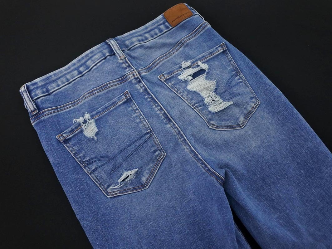 AMERICAN EAGLE アメリカンイーグル ダメージ加工 USED加工 カットオフ デニムパンツ size8/青 ■■ ☆ fdc5 レディース