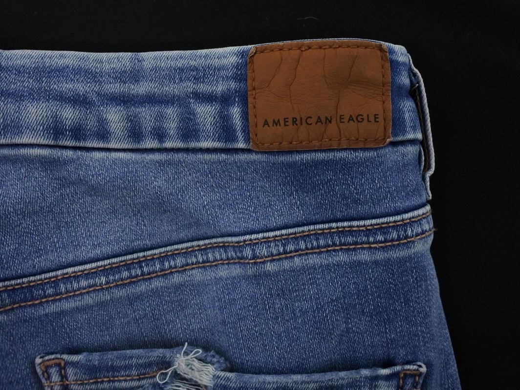 AMERICAN EAGLE アメリカンイーグル ダメージ加工 USED加工 カットオフ デニムパンツ size8/青 ■■ ☆ fdc5 レディース
