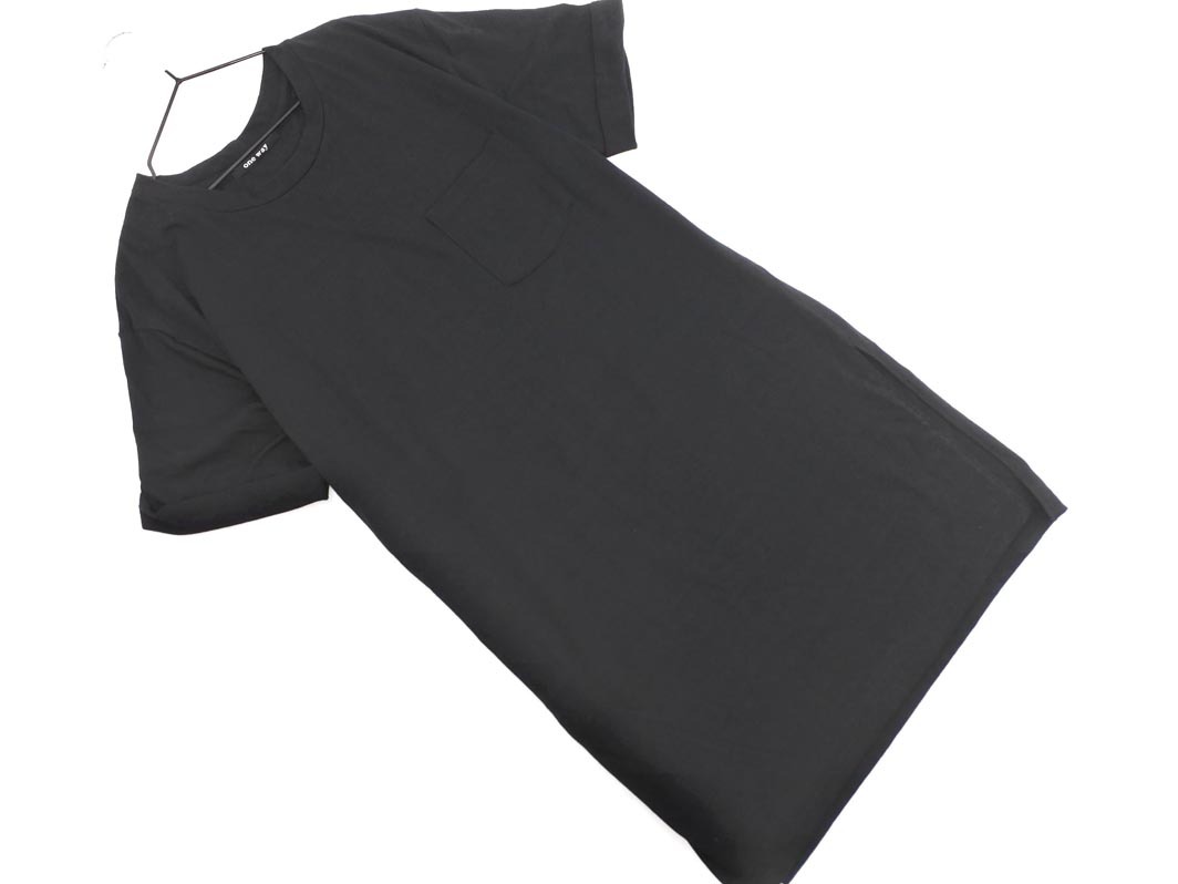 one way ワンウェイ サイドスリット ロング Tシャツ sizeM/黒 ■◆ ☆ fdc5 レディース