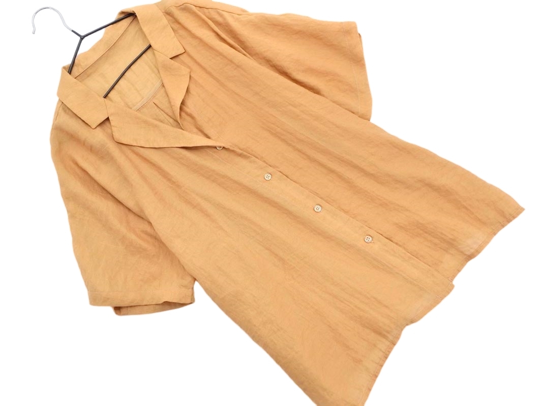 N. エヌ ナチュラルビューティーベーシック 開(kāi)襟 シアー ブラウス シャツ sizeM/キャメル ■◆ ☆ fdc4 レディース