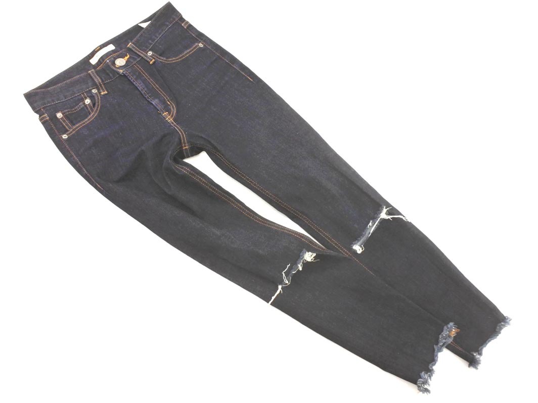 MOUSSY マウジー ダメージ加工 スキニー デニムパンツ size26/青 ■■ ☆ fdc4 レディース