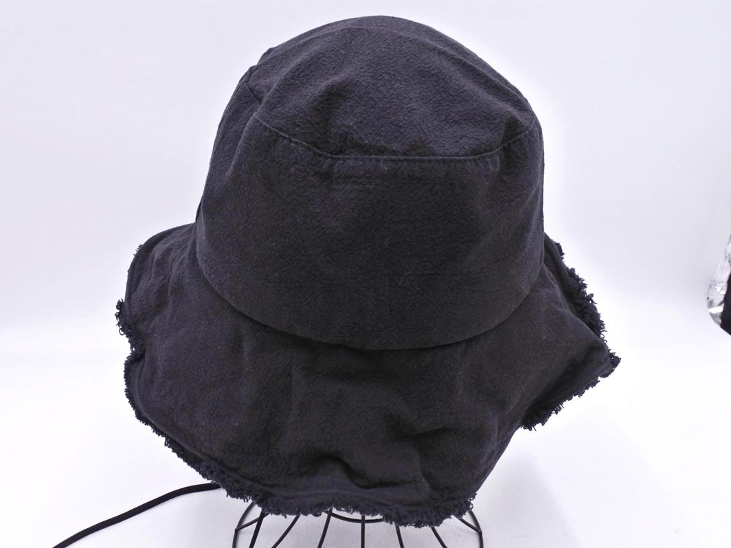 LEPSIM レプシィムローリーズファーム リネン混 フリンジ バケット ハット 黒 ■◆ ☆ fdc8 レディース