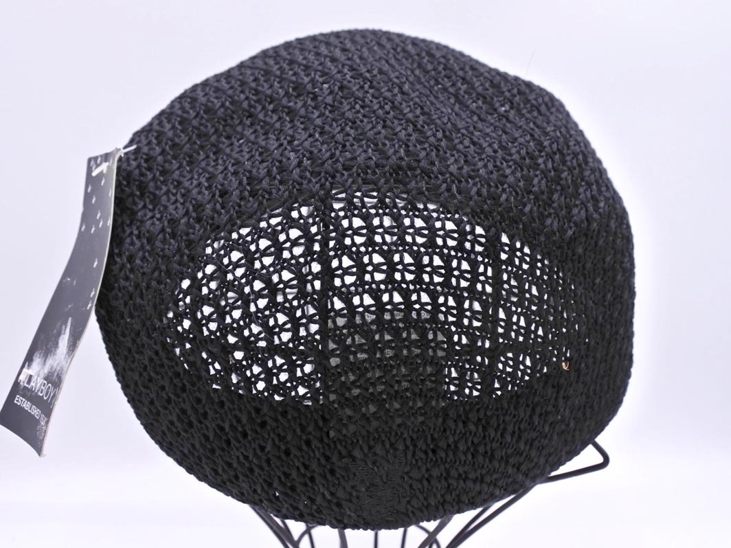 新品 PLAYBOY プレイボーイ ハンチング キャップ size58/黒 ■◆ ☆ fdc8 メンズ