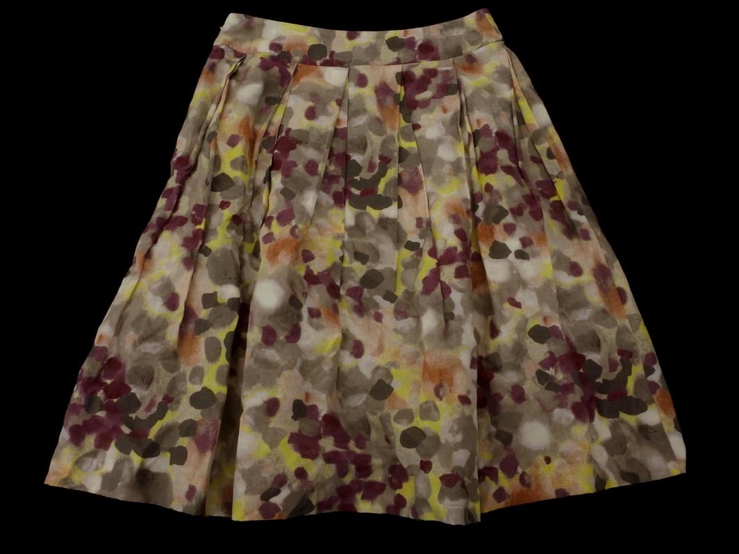 yoshie inaba ヨシエイナバ シルク混 総柄 スカート size9/グレージュ ■◇ ☆ fdd0 レディース