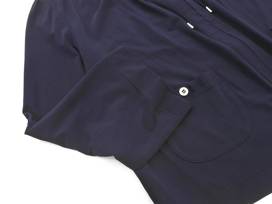 ネコポスOK Courreges クレージュ ノーカラー ジャケット size38/紺 ■◇ ☆ fdc8 レディース