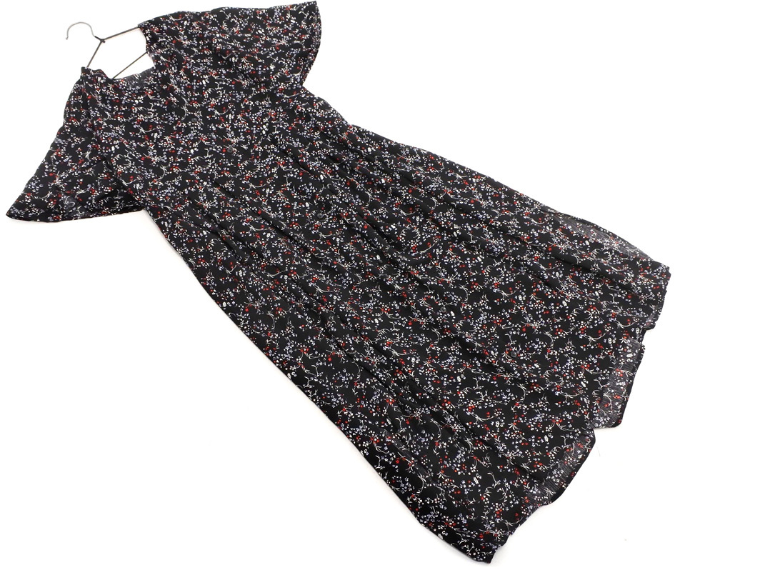 NATURAL BEAUTY BASIC ナチュラルビューティーベーシック 小花柄 ワンピース sizeM/黒 ■◆ ☆ fdd0 レディース