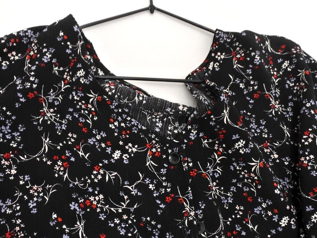 NATURAL BEAUTY BASIC ナチュラルビューティーベーシック 小花柄 ワンピース sizeM/黒 ■◆ ☆ fdd0 レディース