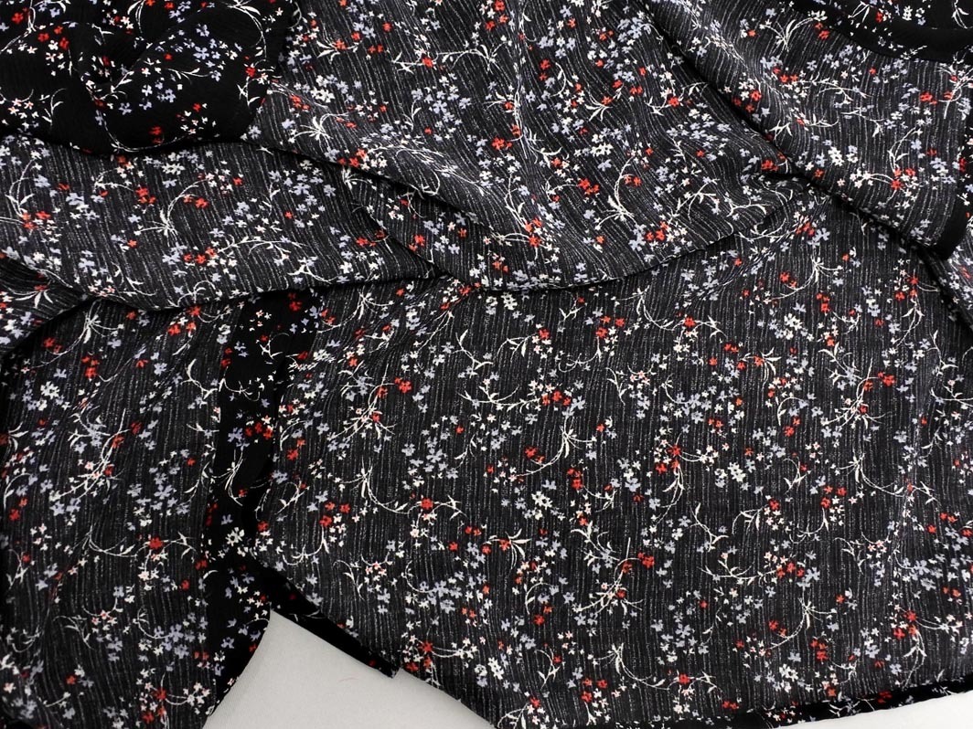 NATURAL BEAUTY BASIC ナチュラルビューティーベーシック 小花柄 ワンピース sizeM/黒 ■◆ ☆ fdd0 レディース