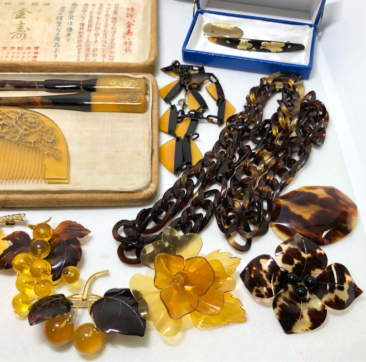 べっ甲 本鼈甲 アクセサリー 小物 17点 ネックレス ブローチ べっ甲 本鼈甲 アクセサリー 小物 17点 ネックレス ブローチ