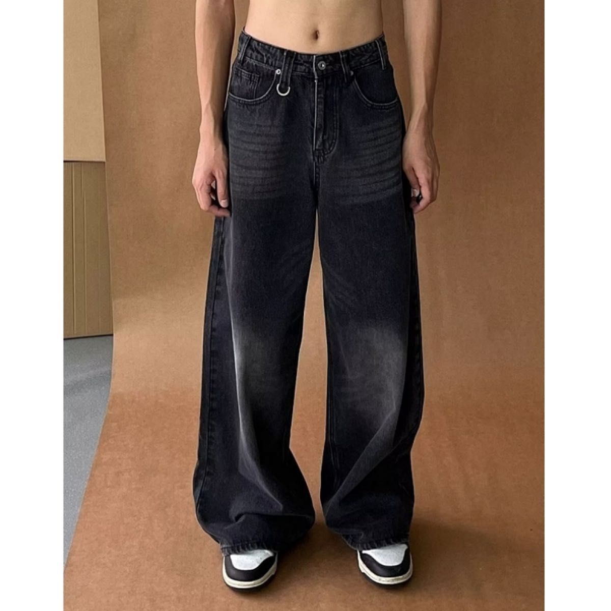 パンツ ワイドパンツ M バギーパンツ デニム 黒 ブラック 体型 パンツ ワイドパンツ M バギーパンツ デニム 黒 ブラック 体型