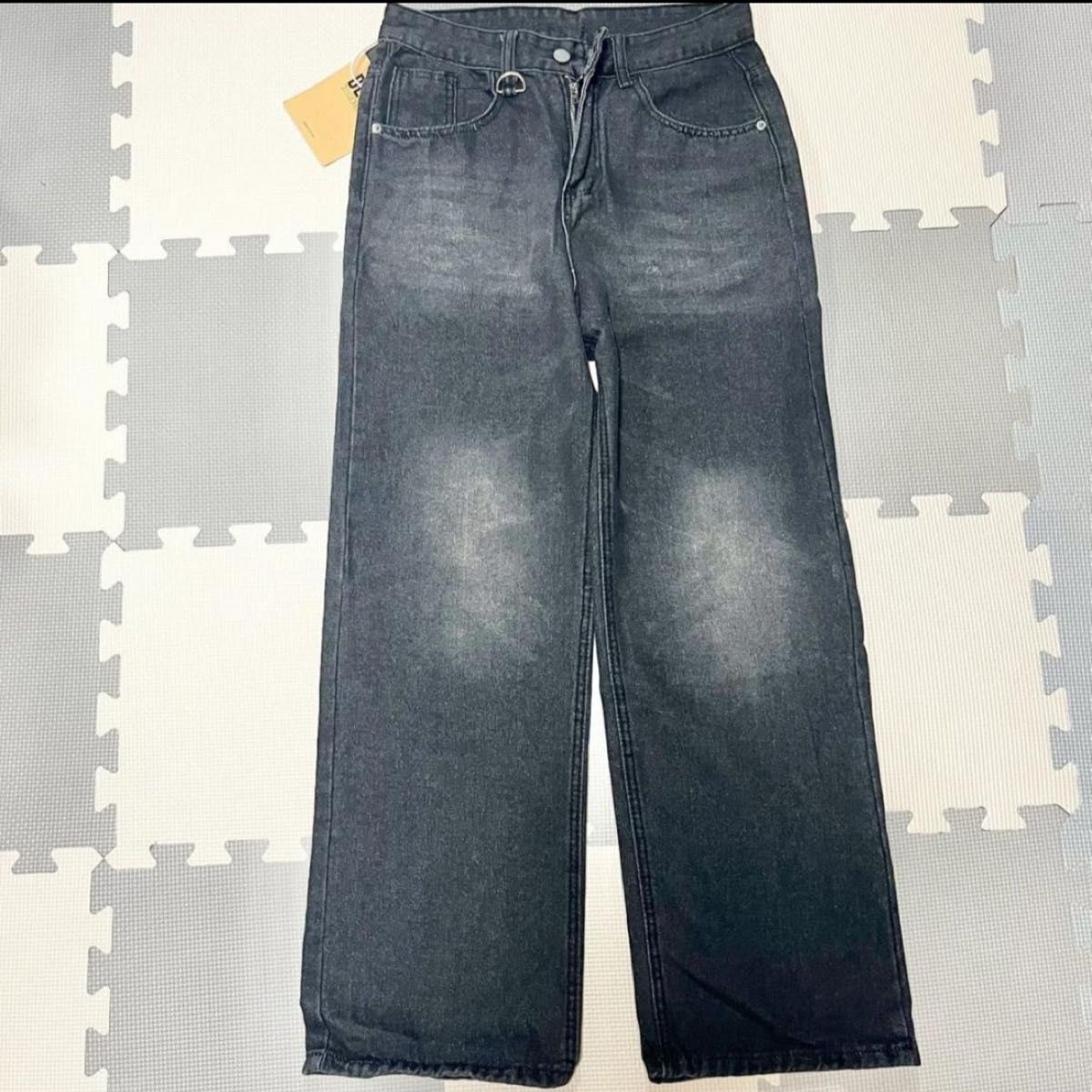 パンツ ワイドパンツ M バギーパンツ デニム 黒 ブラック 体型 パンツ ワイドパンツ M バギーパンツ デニム 黒 ブラック 体型