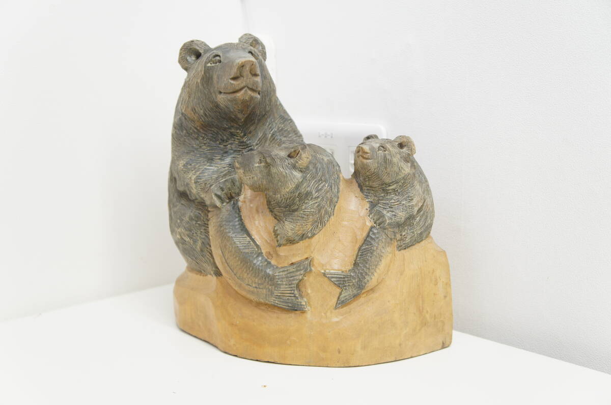 民芸品祭 熊の置物 親子ぐま 鮭 親熊 子熊 木彫り 民芸品 工芸品 民芸品祭 熊の置物 親子ぐま 鮭 親熊 子熊 木彫り 民芸品 工芸品