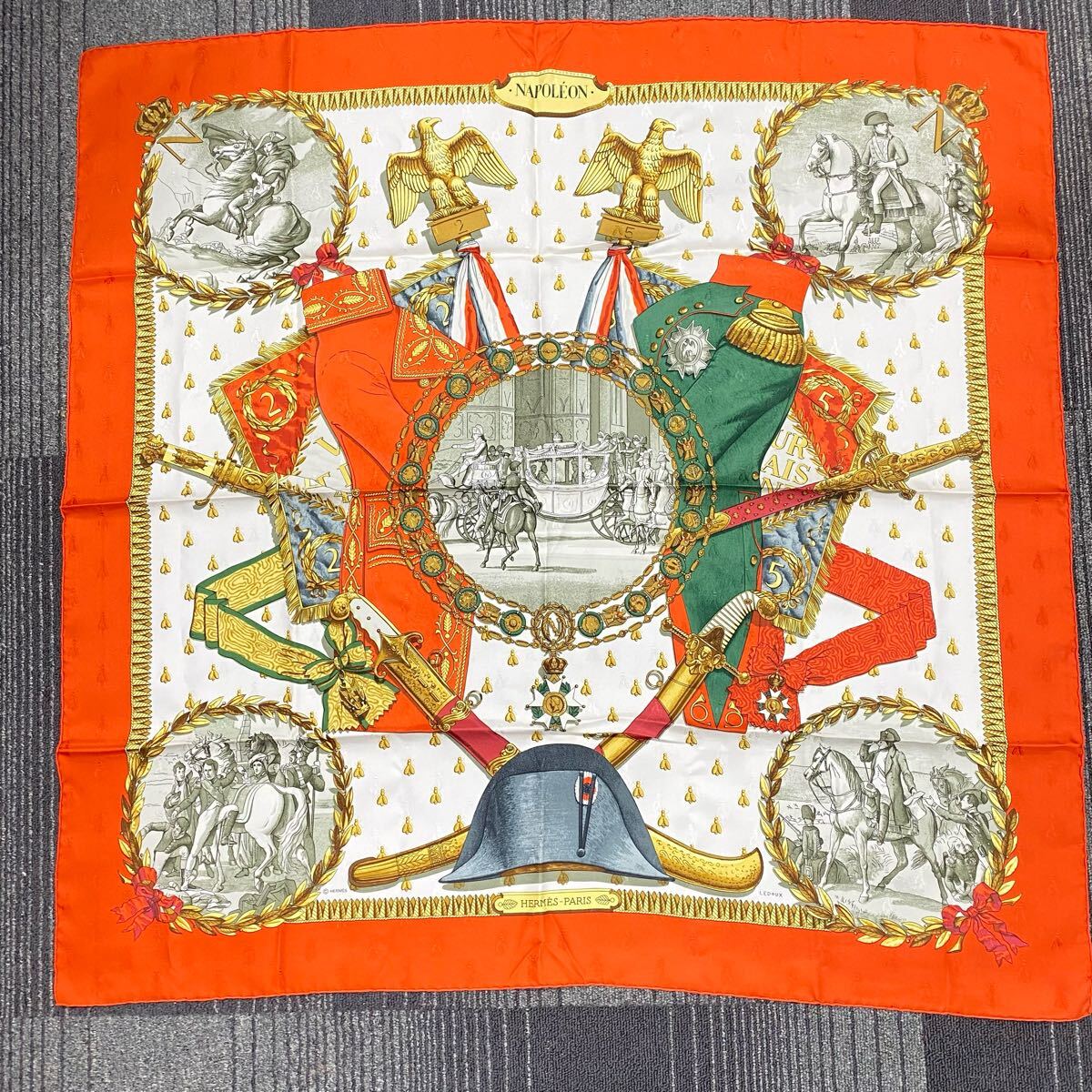 1円〜 3F HERMES カレ90 スカーフ ナポレオン エルメス NAPOLEON 1円〜 3F HERMES カレ90 スカーフ ナポレオン エルメス NAPOLEON