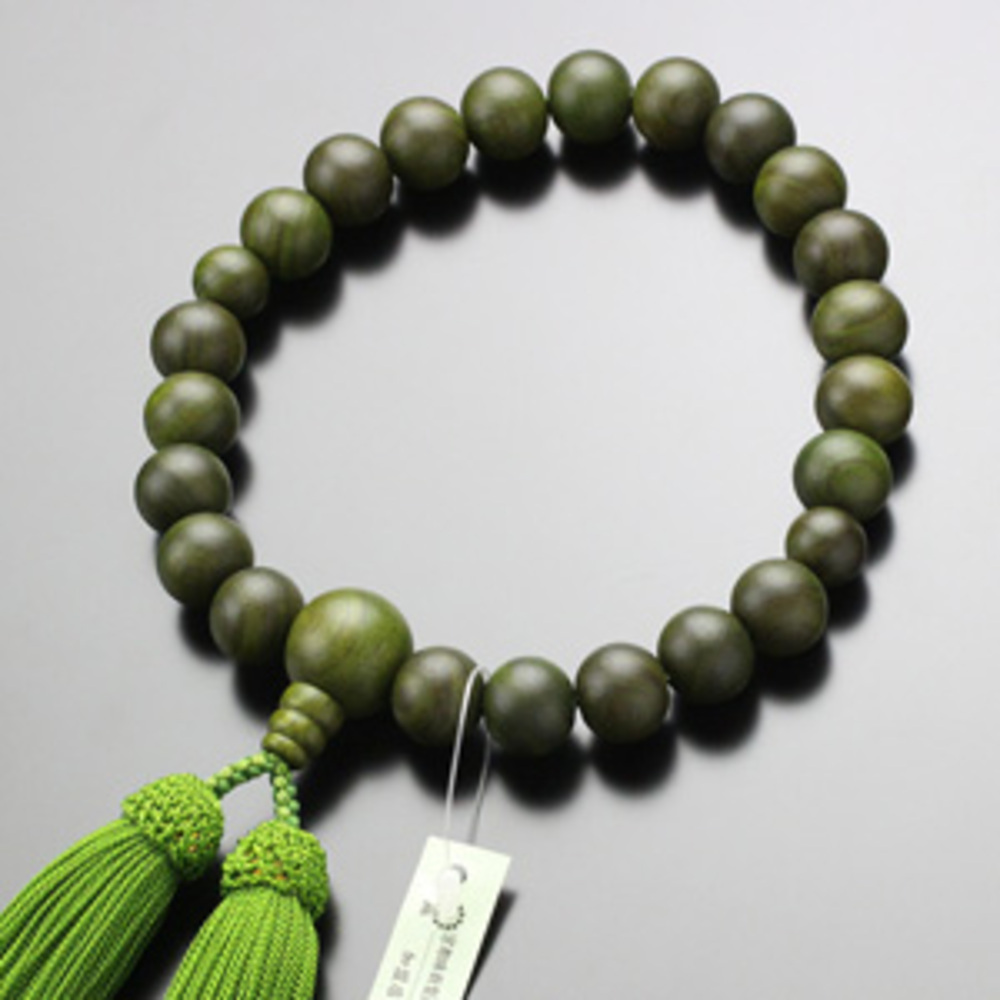 数珠 男性用 緑檀(生命樹) 22玉 人絹房 数珠袋付_画像2