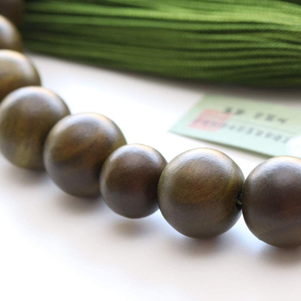 数珠 男性用 緑檀(生命樹) 22玉 人絹房 数珠袋付_画像4