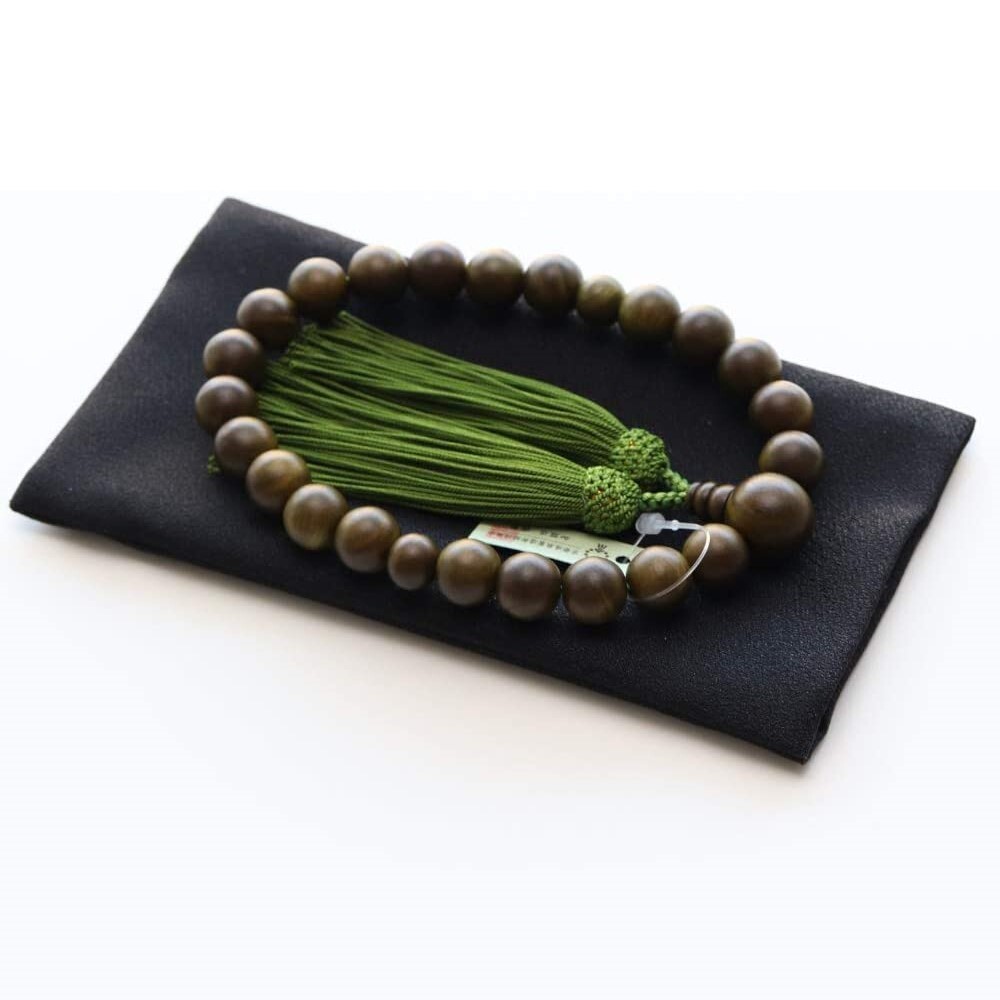 数珠 男性用 緑檀(生命樹) 22玉 人絹房 数珠袋付_画像8